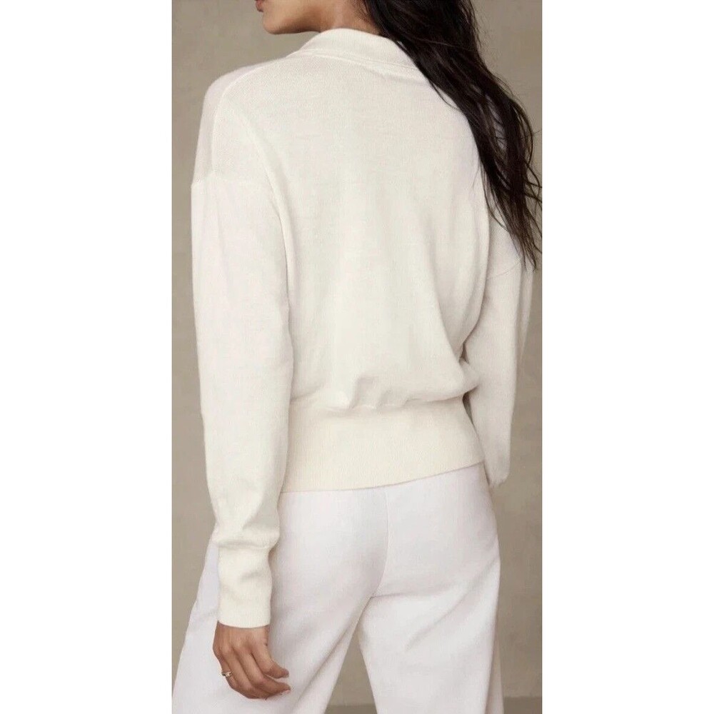 NWT Banana Republic Women's M Bella Merino Wool Polo Sweater Light Pink - Picture 2 of 11